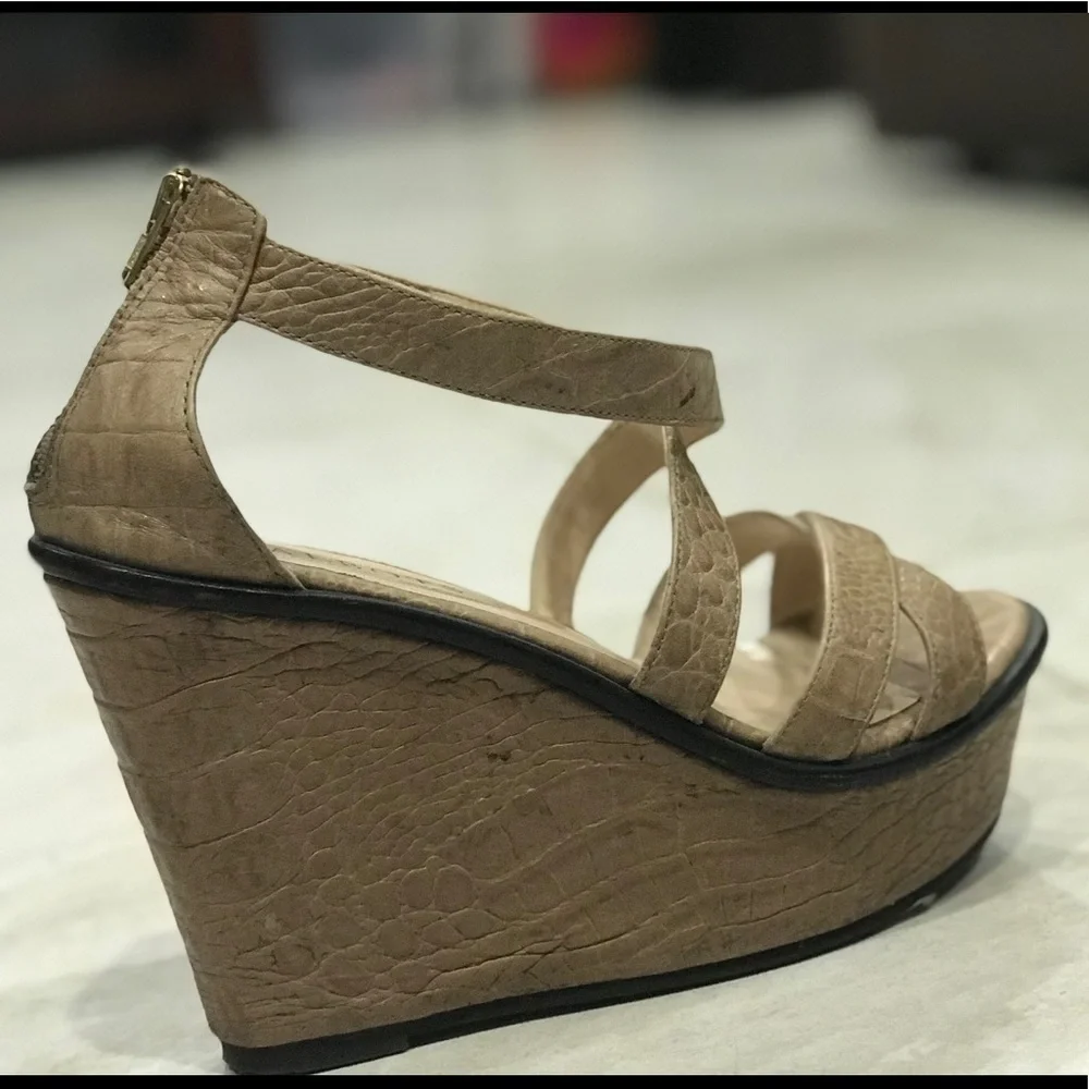 Talbots tan platforms shoes wedges heels size 6